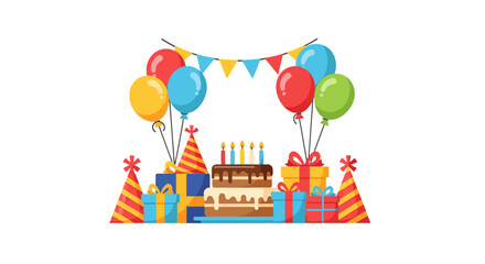 Fototapeta premium Colorful birthday party celebration cake.