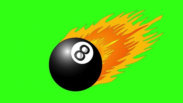 Billiard ball with sparks effect cartoon animation