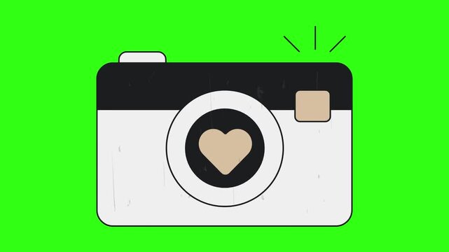 Black and white camera capture with love sign animation 