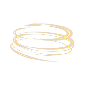 Neon gold Ring Glow Effect &ndash; Abstract Light Speed Lines, Glowing Circular Frame and Futuristic Motion Ellipse 