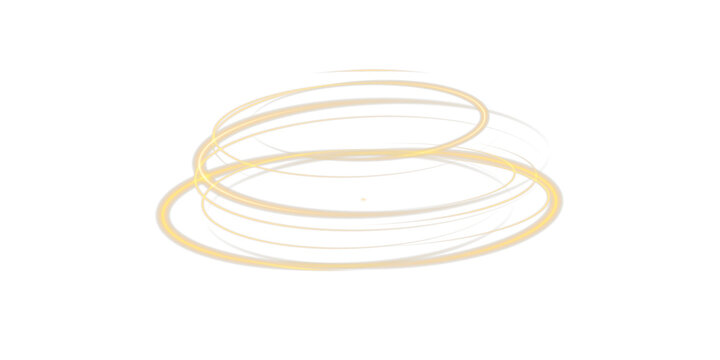 Neon gold Ring Glow Effect &ndash; Abstract Light Speed Lines, Glowing Circular Frame and Futuristic Motion Ellipse 