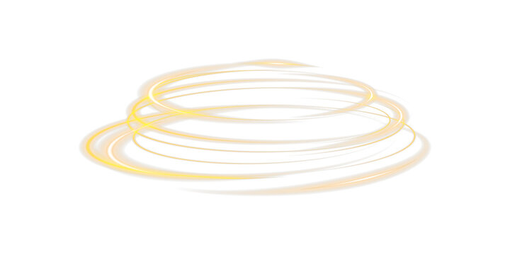 Neon gold Ring Glow Effect &ndash; Abstract Light Speed Lines, Glowing Circular Frame and Futuristic Motion Ellipse 