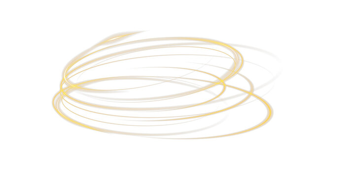 Neon gold Ring Glow Effect &ndash; Abstract Light Speed Lines, Glowing Circular Frame and Futuristic Motion Ellipse 