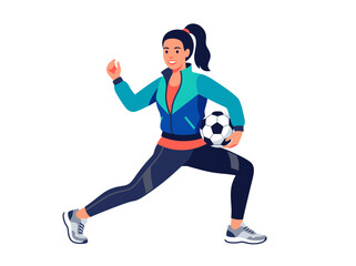 Fototapeta premium Energetic Woman Athlete Performing Soccer Drills In Athletic Wear