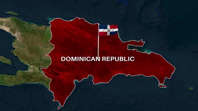 Dominican Republic map animation featuring national flag motion graphic design