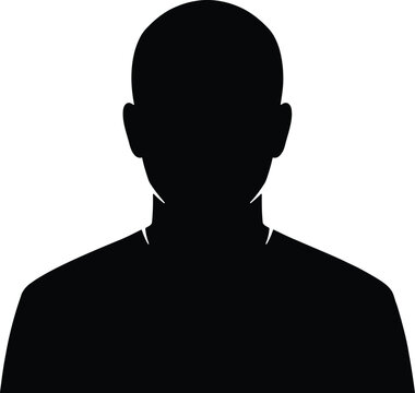 Male user profile avatar, black silhouette icon, person vector