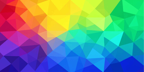 Fototapeta premium Abstract rainbow gradient polygonal mosaic vector background with faceted low‑poly texture blending vibrant spectrum seamlessly