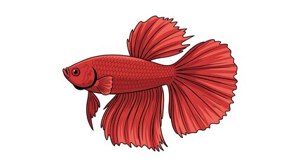 Fototapeta premium Beautiful red Betta fish swimming with flowing fins