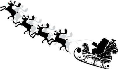 Fototapeta premium Christmas santa and deers, vector