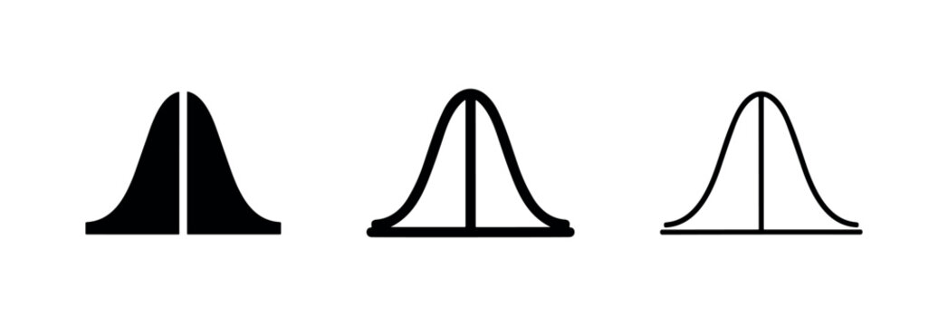 Normal Distribution Statistics and Probability Curve Icon Set