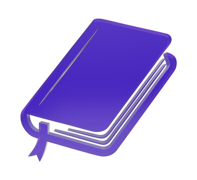 3D Isometric Purple Book Icon with Bookmark Ribbon Isolated on a Clean White Background Illustration