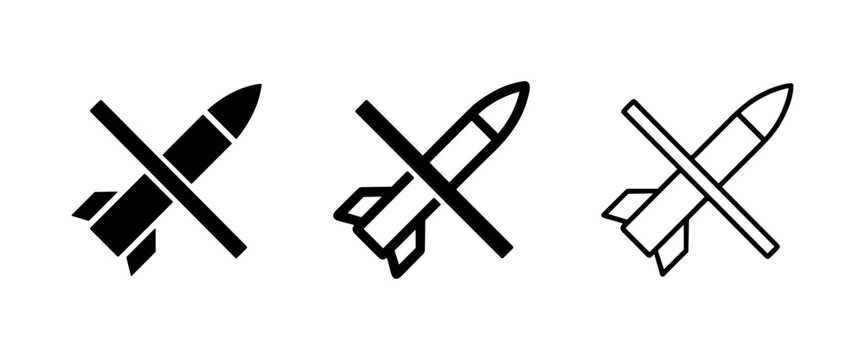 Anti-war and missile restriction icon set