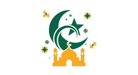 Fototapeta premium Islamic symbol with crescent moon star.