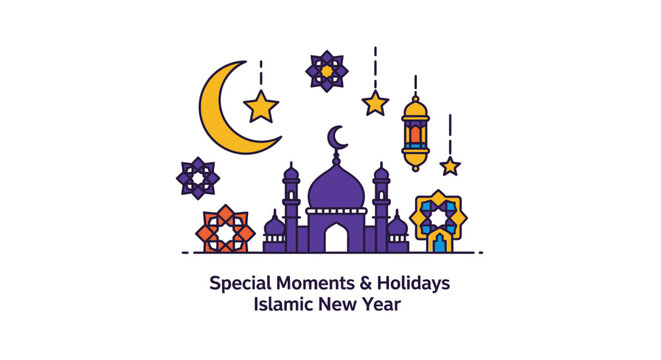 Islamic New Year Mosque Illustration.
