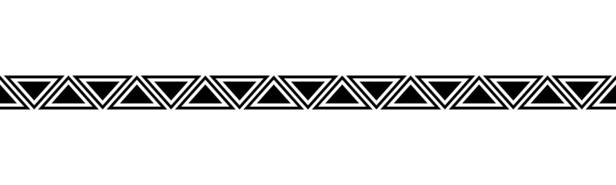 Black Geometric Triangle Border Pattern Isolated on Transparent Background