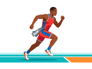 Fototapeta premium Dynamic Athletic Man Running Fast Motion With Determination And Speed