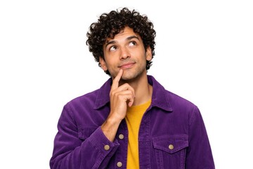 Fototapeta premium Thoughtful man in purple jacket.