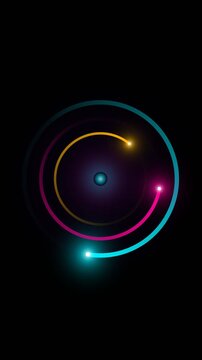 Abstract glowing circles and spheres on a dark background