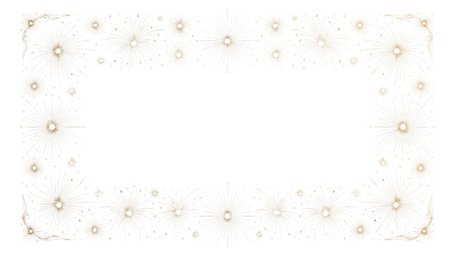 Elegant golden firework starburst frame border on transparent background