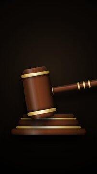 Wooden gavel on a dark background with golden accents, representing justice