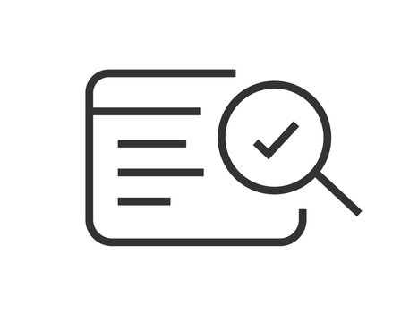 Web site audit inspection icon line, website search checkmark analysis review stroke sign symbol verification, webpage internet examine find service pictogram,&nbsp;test check evaluation