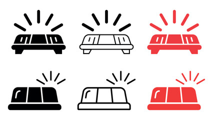 Police car emergency siren light bar icons in three versatile styles. © Irin Art