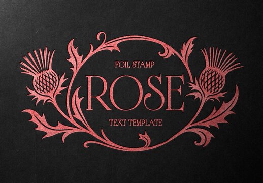 Rose Foil Text Logo Effect For Poster And Branding Design