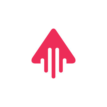 Arrow shape icon displaying vertical upward motion with three parallel interior lines.