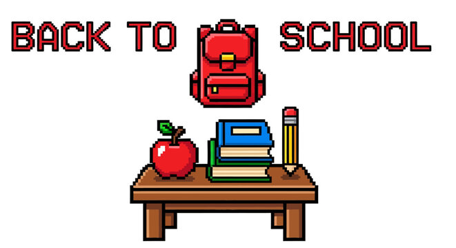 School supplies on a desk.