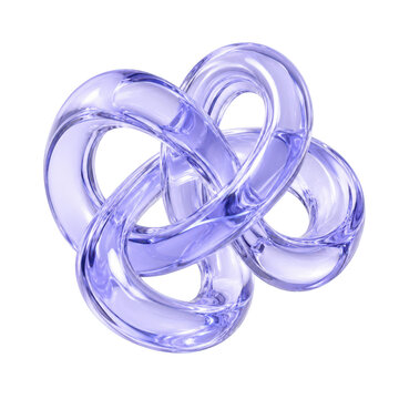 Abstract translucent lavender loops intertwined on white background