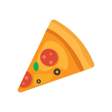 Delicious Italian pizza slice with classic toppings, presented in a modern flat design illustration, perfect for food concepts