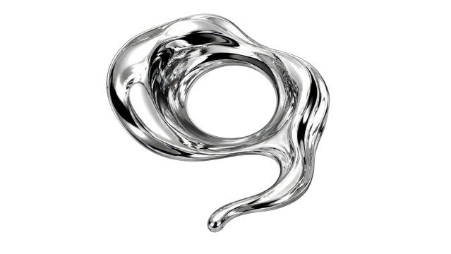 Abstract Transparent Liquid Metal Ring Isolated on White