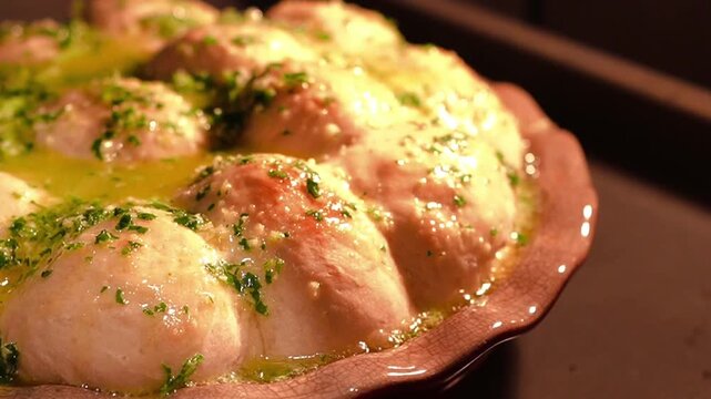 Watch Ukrainian Pampushky (Garlic Buns) Sizzling and Baking in a Hot Oven