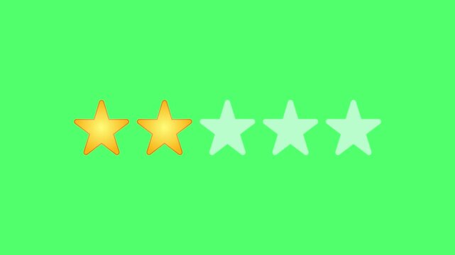Video animation of a fictional website showing a mouse cursor clicking on a 1- to 5-star rating. Business concept for online star ratings.