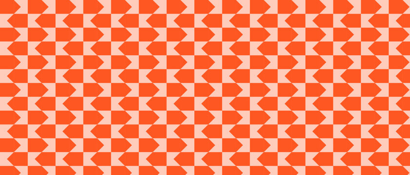 Seamless orange and peach geometric repeating arrow shape motif for background and textile surface decoration
