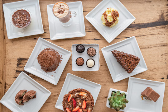 Assortment of Chocolate Desserts and Treats Flat Lay