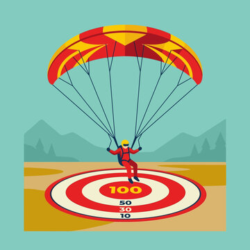 Colorful Paragliding Adventure Landing Target Excitement