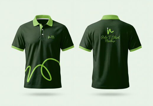 Polo T-Shirt Front and Back Mockup