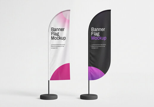 Vertical Banner Flag Mockup