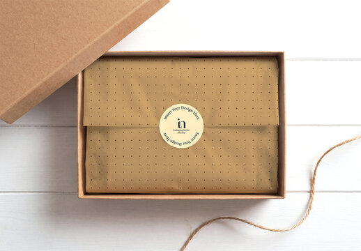 Top View Packaging Box Mockup with Sticker