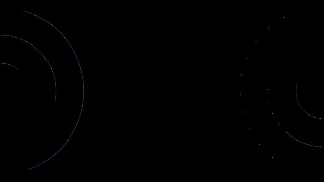 Abstract background animation with a spiral pattern and dots moving around a circle.