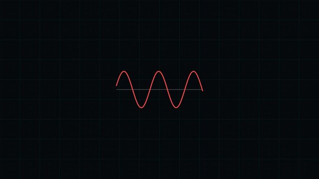 A mesmerizing sinewave on dark background with grid line animation, displaying dynamic data visualization.