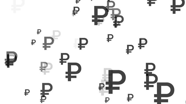 Animated Russian Ruble currency icon with transparent background, 4K motion graphics.