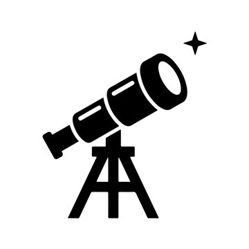 Telescope on Tripod Pointing at Star Icon for Astronomy Design
