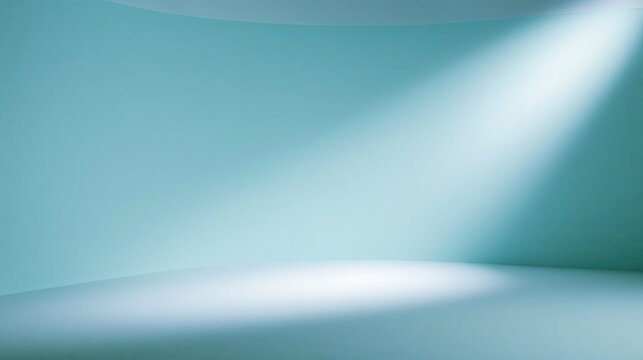 The Turquoise Studio Corner with Soft Light Beam and Curved Walls