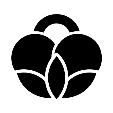 Cotton Boll Icon Silhouette for Textile and Organic Logo