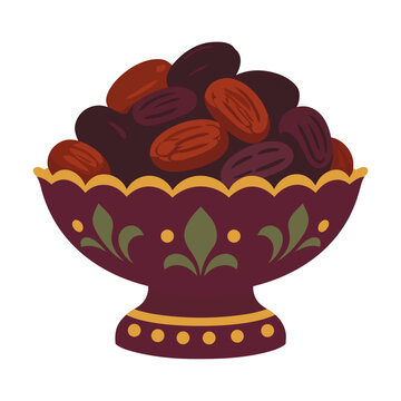 Playful Date Fruit Bowl Illustration