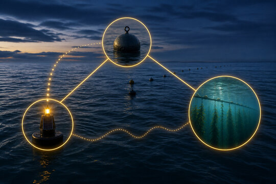 Night kelp navigation buoys