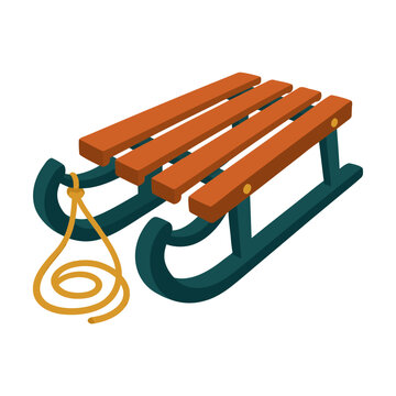 Playful Wooden Sled Illustration