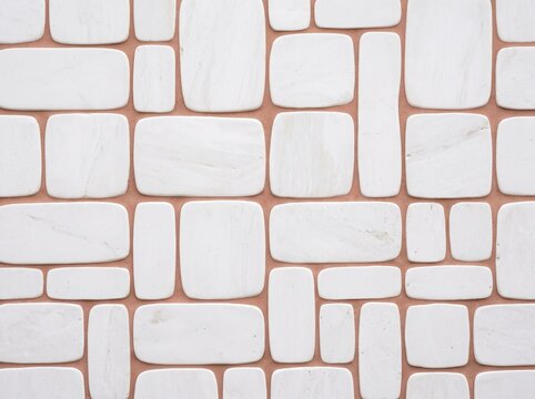 Minimalist White Rounded Tile Pattern Background with Terracotta Grout